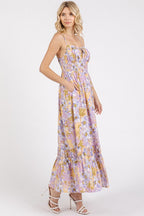 Floral Smocked Back Ruffled Hem Maxi Cami Dress For Summer – Boho Chic, Trendy, Fluttering, Feminine & Effortlessly Stylish Stevvex