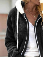 Full Size Cozy Fleece Zip-Up Hooded Jacket Plus Size THRIXINE