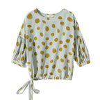 Elegant Retro Romantic Bubble Print Lantern Sleeve Shirt Top Lootquake LLC