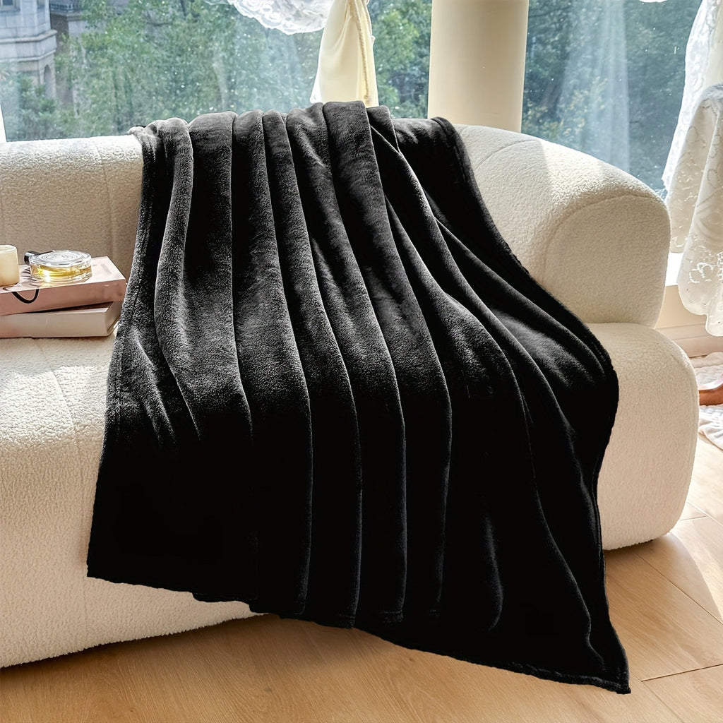 1pc Fleece Flannel Throw Blanket Super Soft Comfy And Cozy Luxury Solid Color Bed Blanket For Couch Portable Travel Blanket Cover Blanket Lootquake LLC