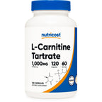 Nutricost L-Carnitine Tartrate 500mg, 120 Capsules (60 Servings) Supplement