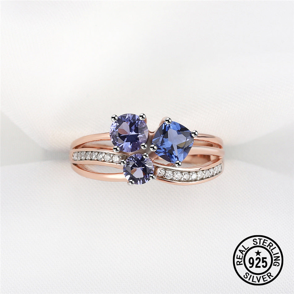 Sterling Silver Tan Sang Rose Gold Color Separation Plating Ring Pi-Mart