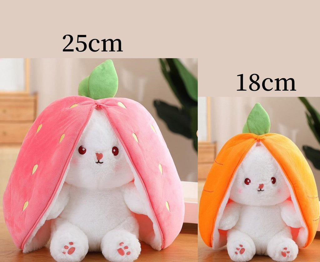 Kawaii Fruit Transfigured Bunny Plush Toy Cute Carrot Strawberry Turn Into Rabbit Plush Toy Kids Birthday Christmas Gift Muppet Pi-Mart