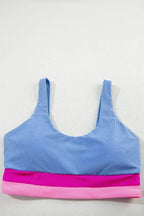 Light Blue Colorblock High Waisted Bikini Swimsuit