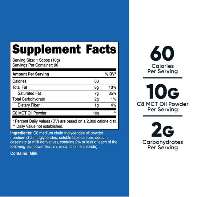 Nutricost C8 MCT Oil Powder 2LBS (32oz) Metabolize Supplement EasyOptionXY LLC
