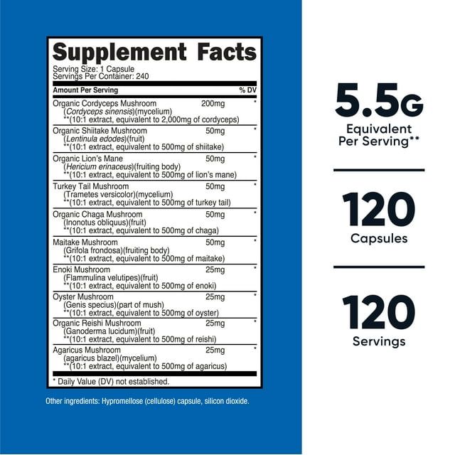 Nutricost Mushroom Complex Supplement, 120 Capsules - 10 Mushroom Blend - Supplement EasyOptionXY LLC