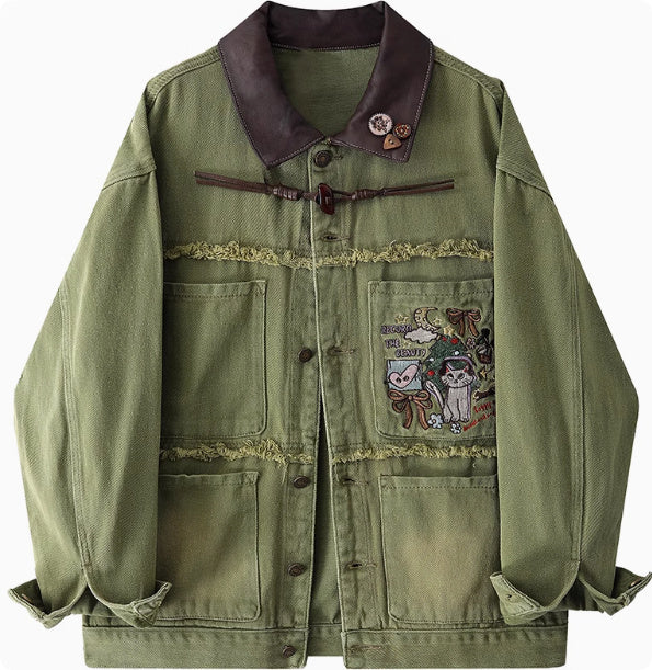 Original Children's Fun Embroidered Brushed Denim Jacket For Autumn Lootquake LLC