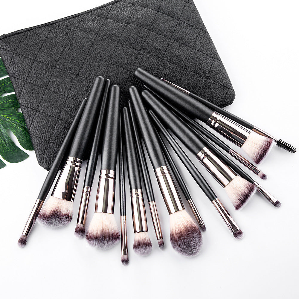 15 Makeup Brushes Set Full Set Matte Black Makeup Tools Pi-Mart