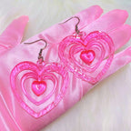 Pink Hollowout Heart Earrings Pi-Mart