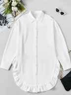 Hem Ruffled Casual Long Sleeve Shirt - SJB-DIAMOND ELITES