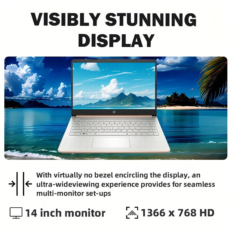 HP 14" Ultral Light Laptop Computer, 4GB RAM, 256GB Storage128GB EMMC+ 128GB SD Card, Intel Quad-Core N4120, Anti-Glare HD Display, Webcam, Windows 11 Home In S Mode With Cefesfy Gaming Mouse