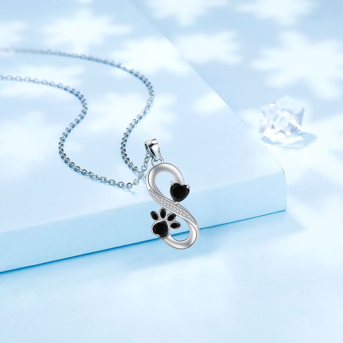 European And American Infinite Symbol Necklace Female With Hearts Paw Print Pendant Ornaments Pi-Mart