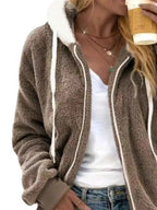 Full Size Cozy Fleece Zip-Up Hooded Jacket Plus Size THRIXINE