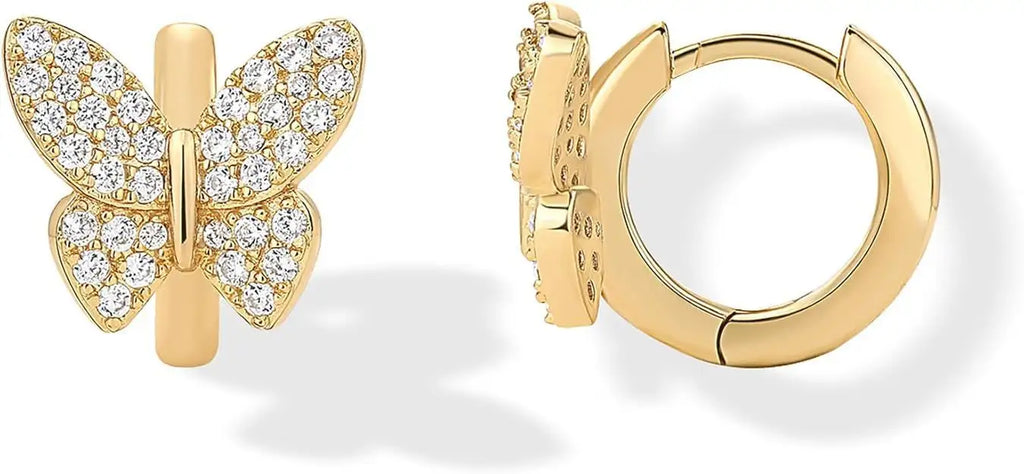 Fashion Copper Inlaid Zirconium Butterfly Ear Ring Niche