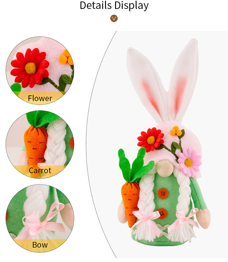 Easter Faceless Gnome Rabbit Doll DIY Handmade Home Decoration Spring Hanging Bunny Ornaments Kids Gifts Pi-Mart