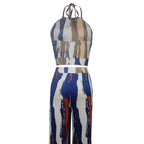Ladies' Summer Fashion Cross Backless Square Neck Sleeveless Short Top And Daily Wide Leg Pants Set - SJB-DIAMOND ELITES