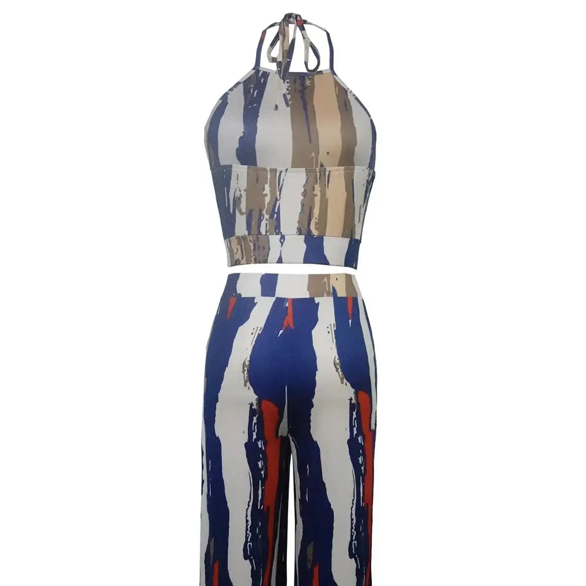 Ladies' Summer Fashion Cross Backless Square Neck Sleeveless Short Top And Daily Wide Leg Pants Set - SJB-DIAMOND ELITES