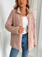 Winter Warm Zip Up Long Sleeve Jacket Fuzzy Cozy & Stylish Jacket Cold-Weather Essential Outdoor Jacket Stevvex