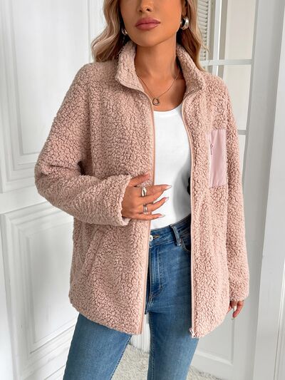 Winter Warm Zip Up Long Sleeve Jacket Fuzzy Cozy & Stylish Jacket Cold-Weather Essential Outdoor Jacket Stevvex