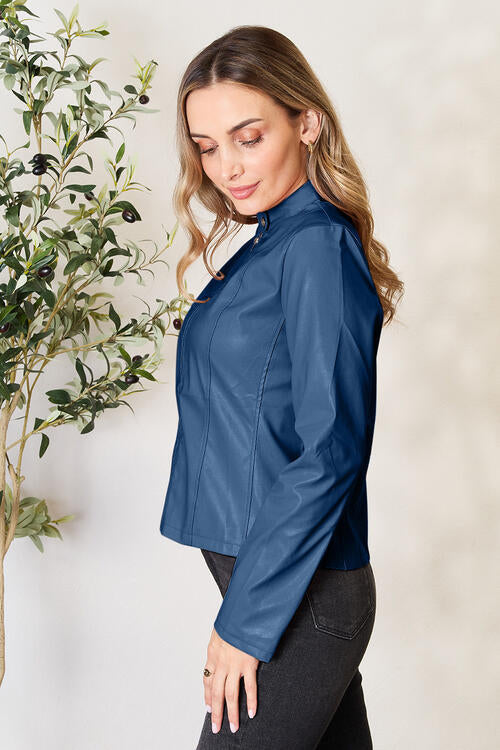 Women Classic Neck Zip-Up Jacket For Everyday Wear Elegant Girls Jacket Stevvex
