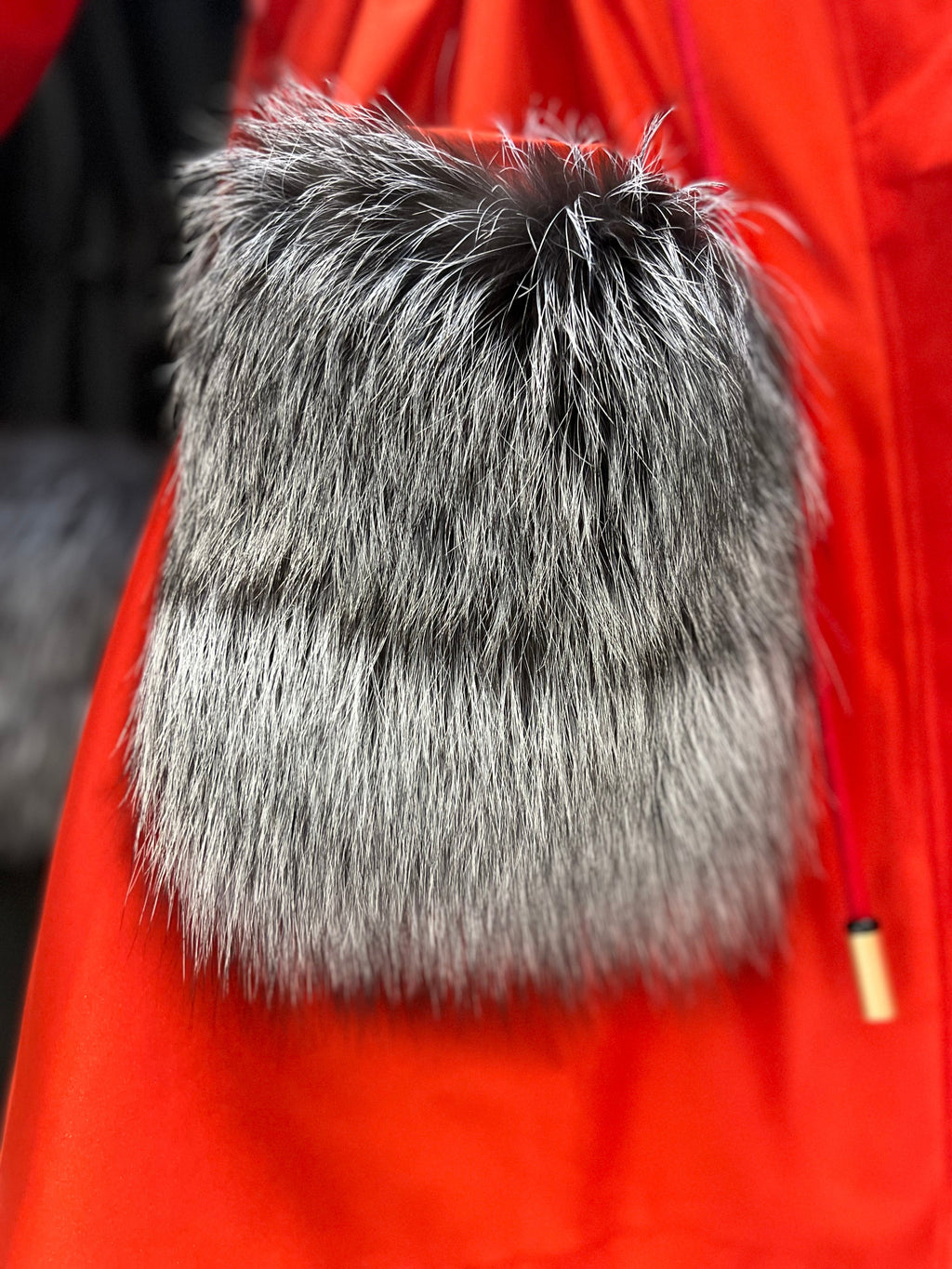 Roma Genuine Silver Fox Fur Rabbit Fur Insulated Parka in Red Alaska® Outerwear Company