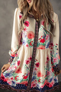 Vintage Flower Button Down Lantern Sleeve Dress Feminine Floral Dress For Women Stevvex
