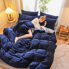 Magic Velvet Four Piece Coral Velvet Thermal Sheet Duvet Cover Pi-Mart