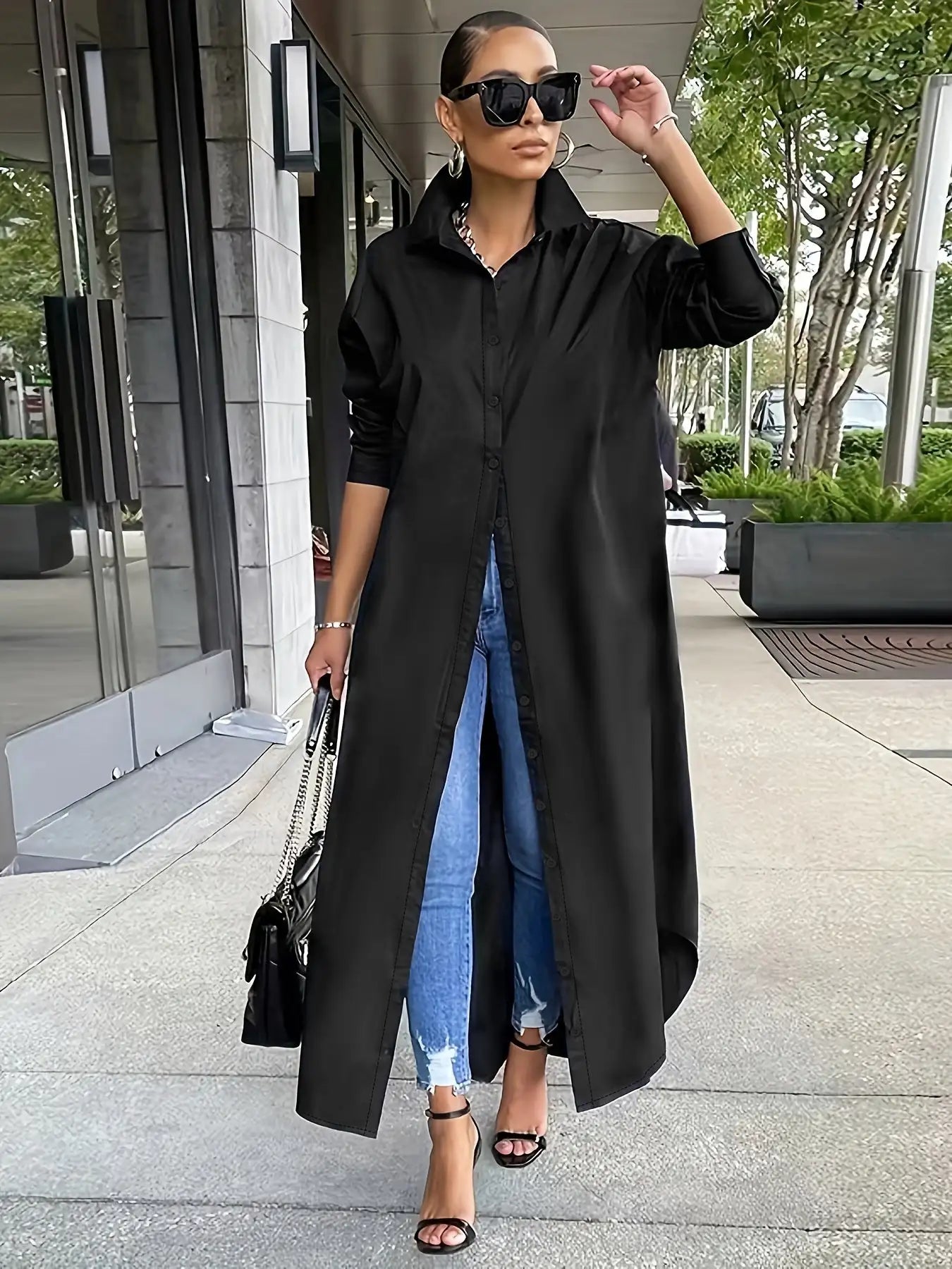 Long-sleeved Casual Shirts And Dresses With Multiple Wear Methods. - SJB-DIAMOND ELITES