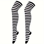 Vibrant Striped Knee High Socks - Women's Calf Socks for Music Festival, Cosplay Party, and Fashion Statement - Soft, Stretchy, and Comfortable Stockings & Hosiery for All-Day Wear Lootquake LLC