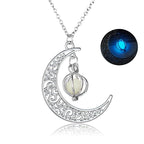 Fashion Moon Natural Glowing Stone Healing Necklace Women Gift Charm Luminous Pendant Necklace Jewelry Pi-Mart