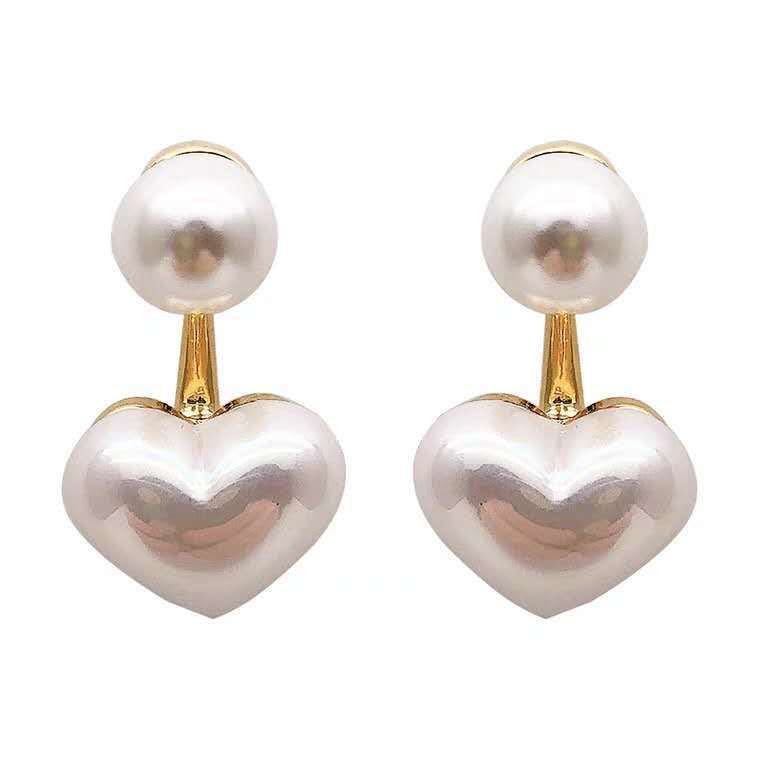 Silver Needle Simple Small Love Pearl Stud Earrings Pi-Mart