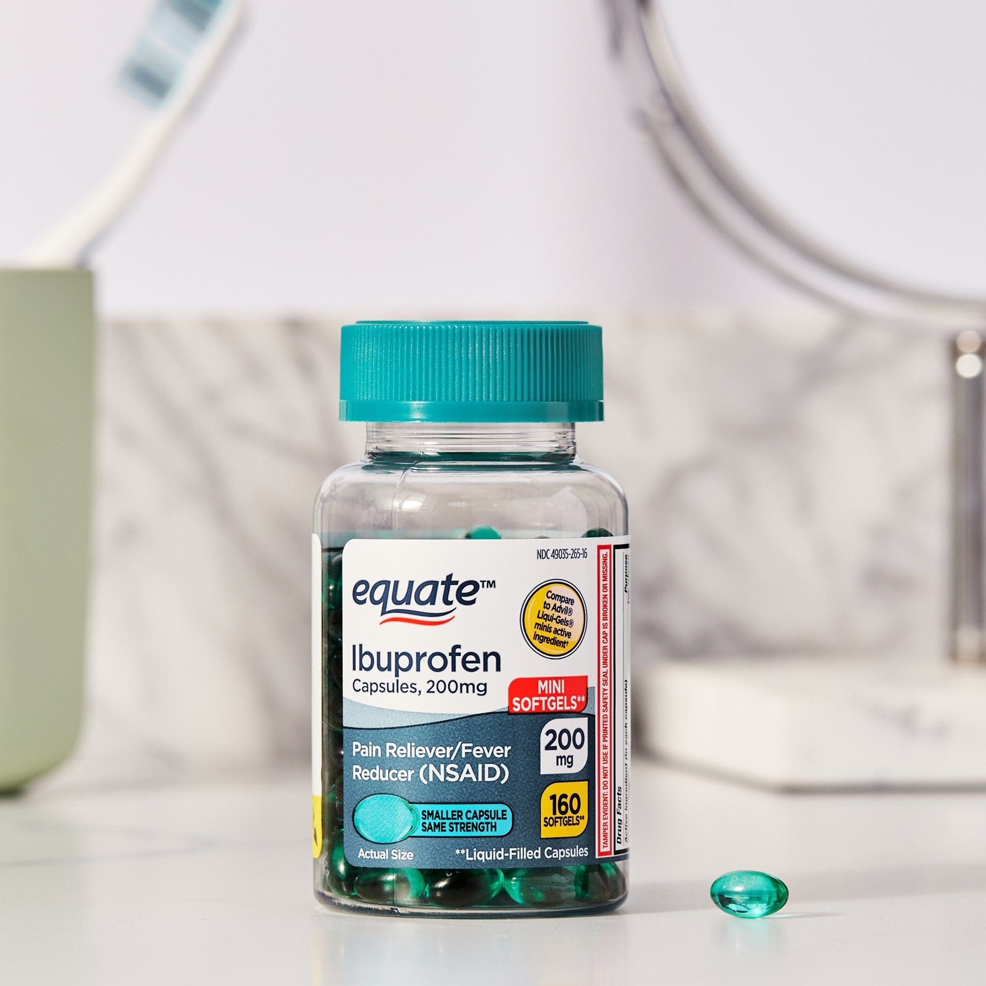 Equate Ibuprofen Mini Softgel Capsules; 200 mg; 160 Count EasyOptionXY LLC
