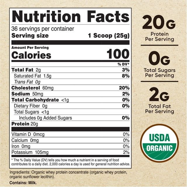 Nutricost Organic Whey Protein Powder (Unflavored) 2LB - Gluten Free Supplement