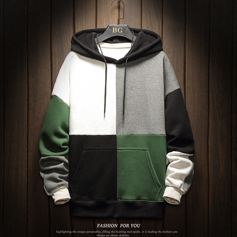 Fleece men's color block hoodie Pi-Mart
