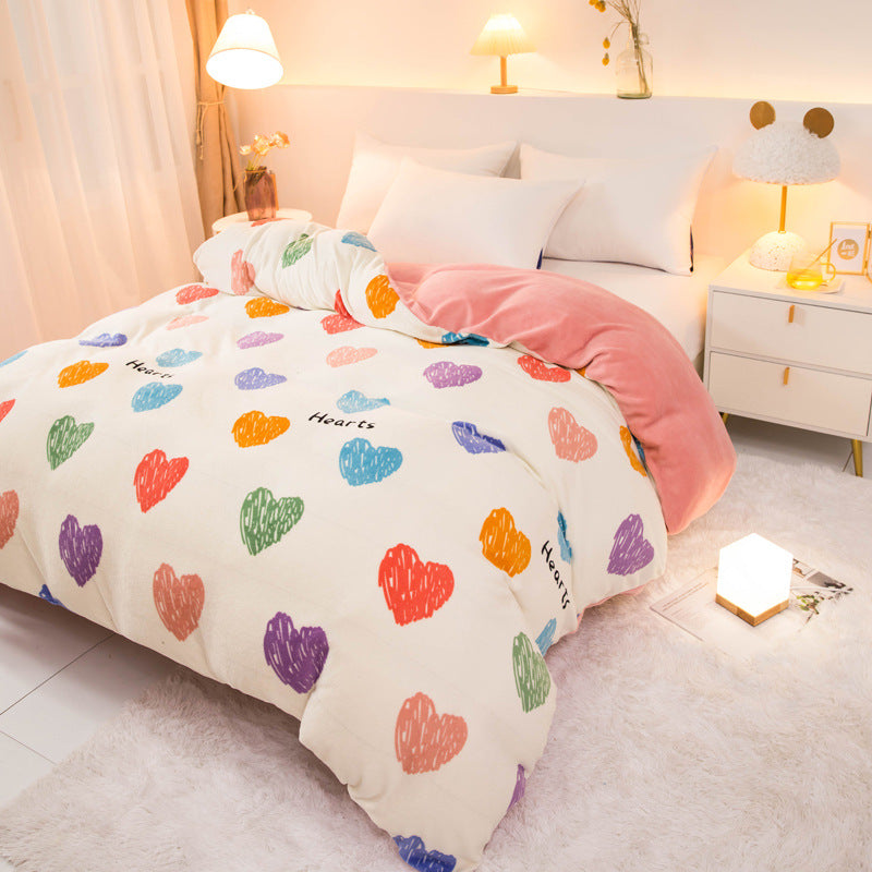 Thick Coral Fleece Double Plush Duvet Cover Pi-Mart