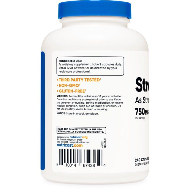 Nutricost Strontium Capsules 750mg, 240 Capsules - Vegetarian, Non-GMO, Gluten Free Supplement EasyOptionXY LLC
