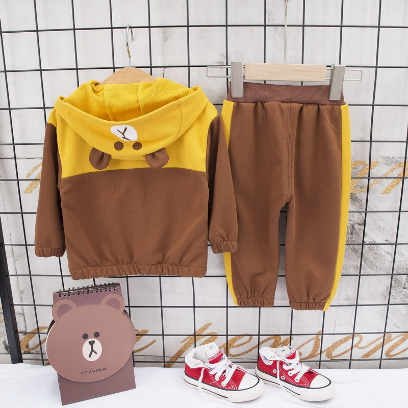 Children's hooded long-sleeved sweatshirt sports suit Pi-Mart
