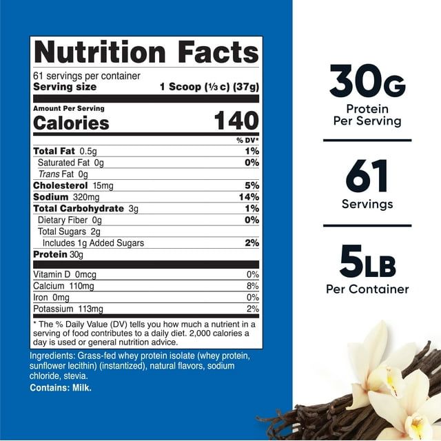 Nutricost Grass-Fed Whey Protein Isolate Powder (Vanilla) 5LBS - Non-GMO, Gluten Free EasyOptionXY LLC