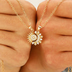 2pcs Necklace Sun And Moon Magnetic Pendant Clavicle Chain Necklace For Couple Lovers Pi-Mart