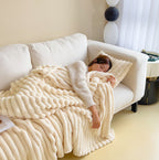 Soft Wind Bubble Velvet Blanket Warm Solid Rabbit Fur Blankets Double-sided Thickening Cover Throw Warm Fur Blanket