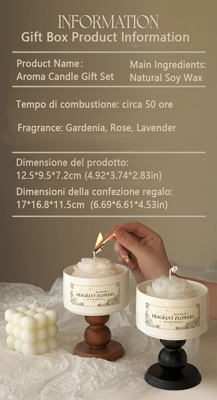 Luxury Soy Wax Scented Candle - 5.3oz Rose, Lavender, Gardenia | Elegant Gift Box for Christmas, Birthdays & Graduations | Home Decor with Ceramic Container & Wooden Base Lootquake LLC