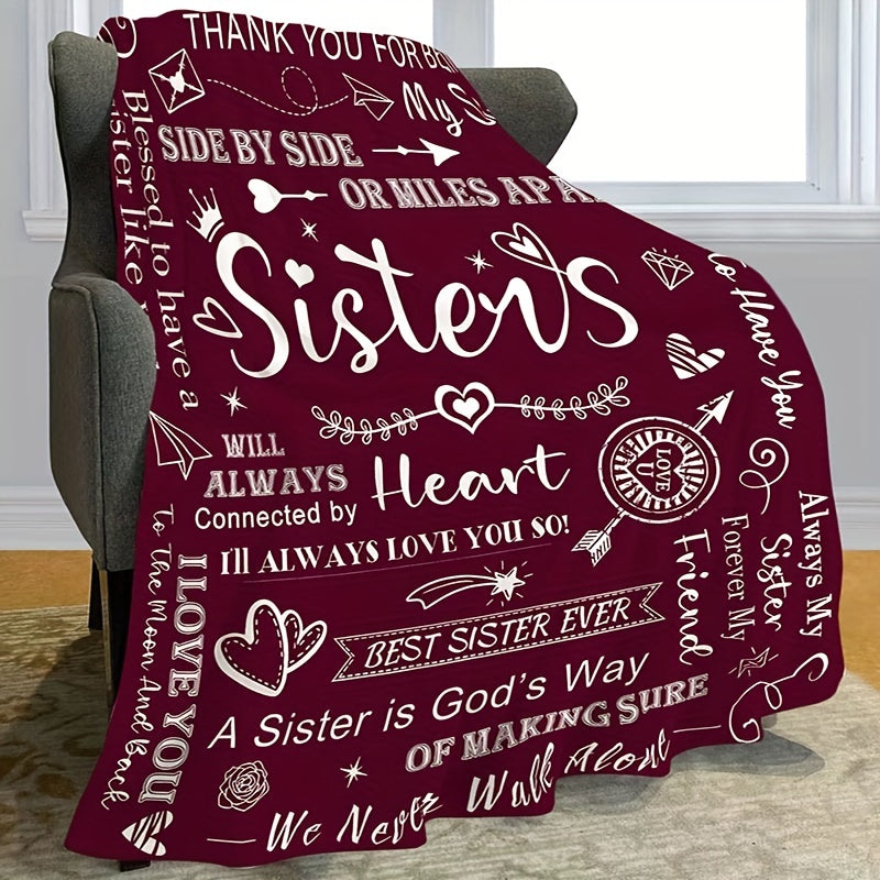 1pc To Sisters Gift Blanket, Lady's Gift, Sister Gift, Birthday Gift, Christmas Soft Cozy Purple Flannel Blanket Lootquake LLC