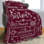 1pc To Sisters Gift Blanket, Lady's Gift, Sister Gift, Birthday Gift, Christmas Soft Cozy Purple Flannel Blanket Lootquake LLC