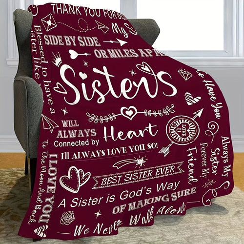 1pc To Sisters Gift Blanket, Lady's Gift, Sister Gift, Birthday Gift, Christmas Soft Cozy Purple Flannel Blanket Lootquake LLC