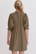 Pink Puff Sleeve Mini Dress Casual and Feminine Dress for Women Simple Classic Summer Dress Stevvex