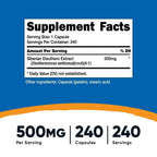 Nutricost Siberian Eleuthero 500mg, 240 Capsules - Gluten Free & Non-GMO Supplement