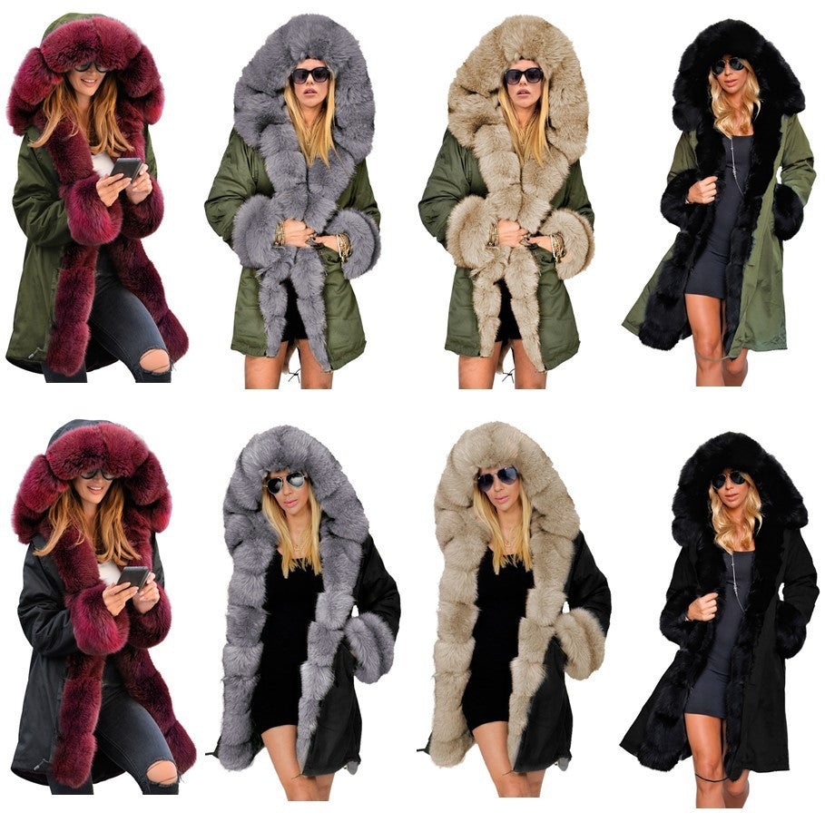 Cotton-padded Jacket Fur Collar Coat Hooded Pi-Mart