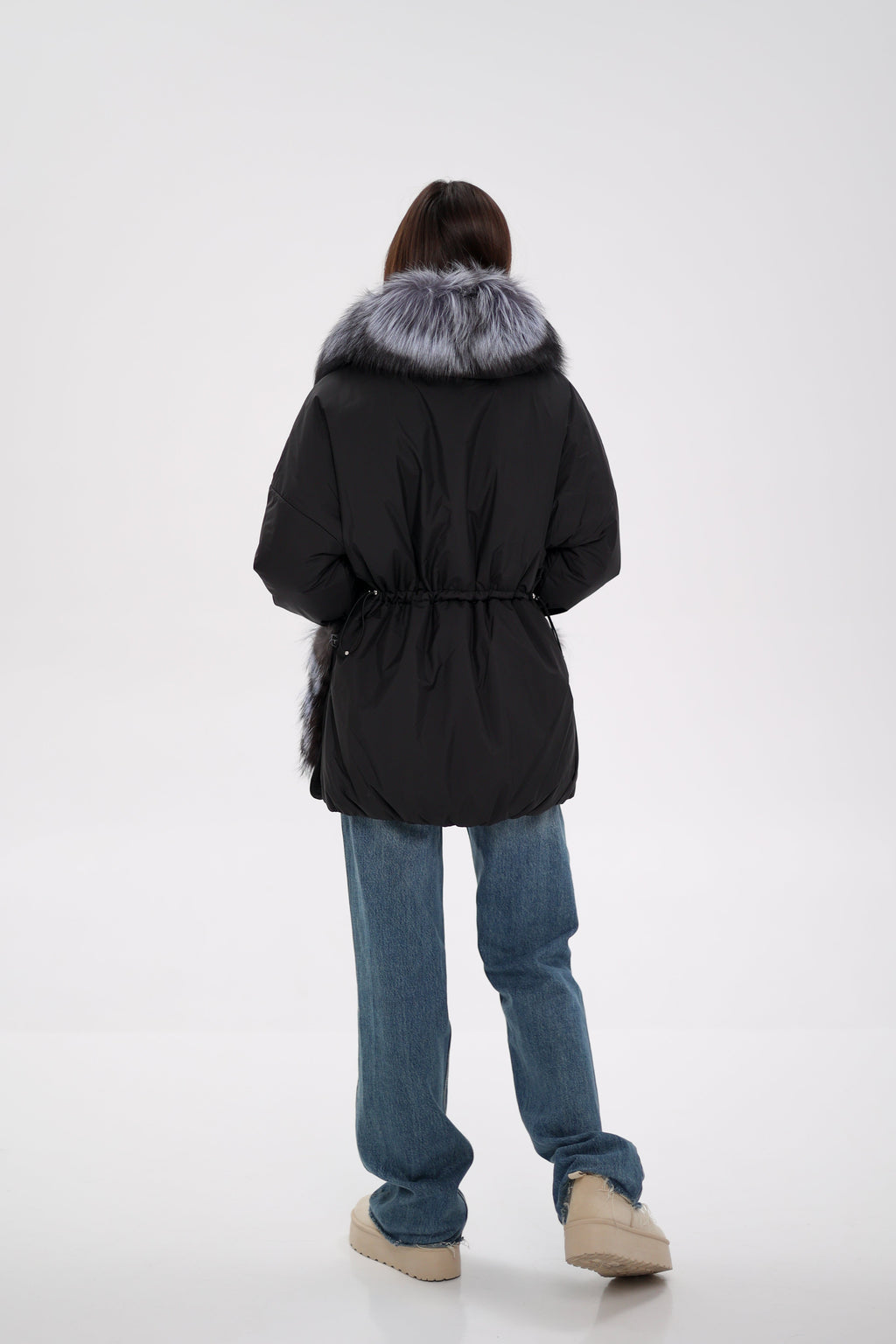 Genuine Silver Fox Down Fill Coat - SJB-DIAMOND ELITES