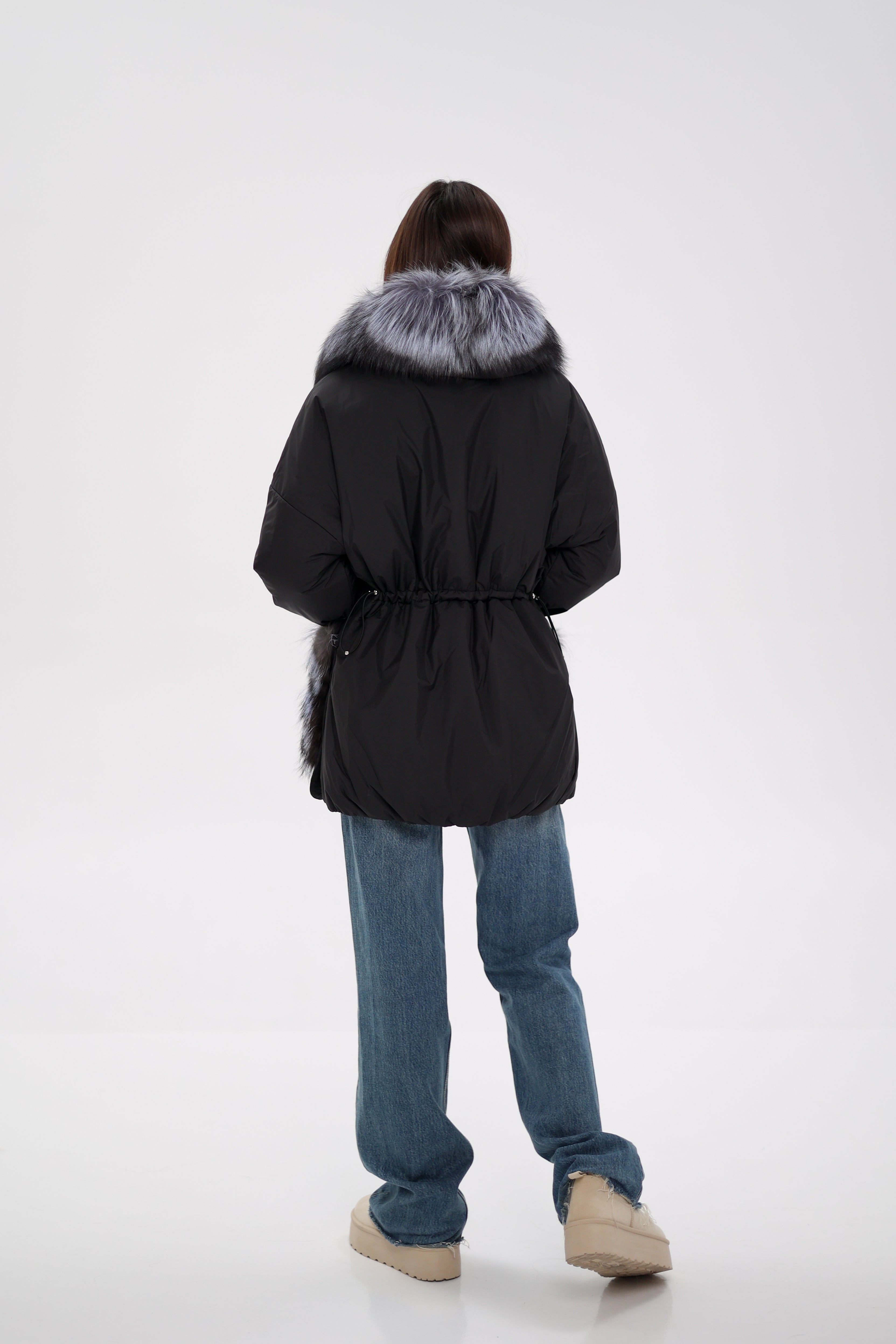 Genuine Silver Fox Down Fill Coat - SJB-DIAMOND ELITES