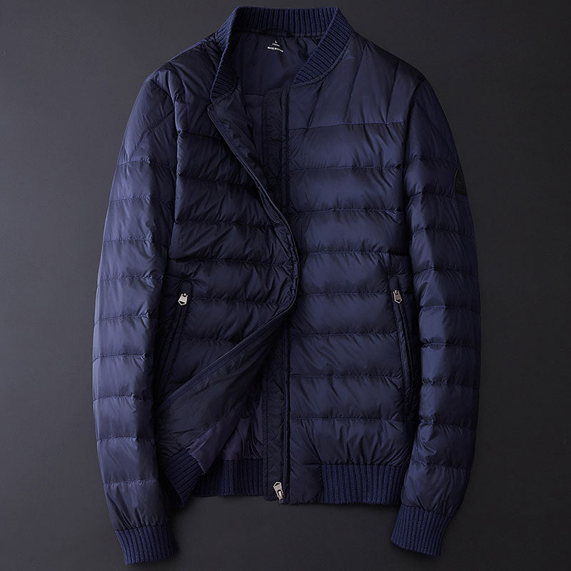 Down jacket men's short light coat baseball collar